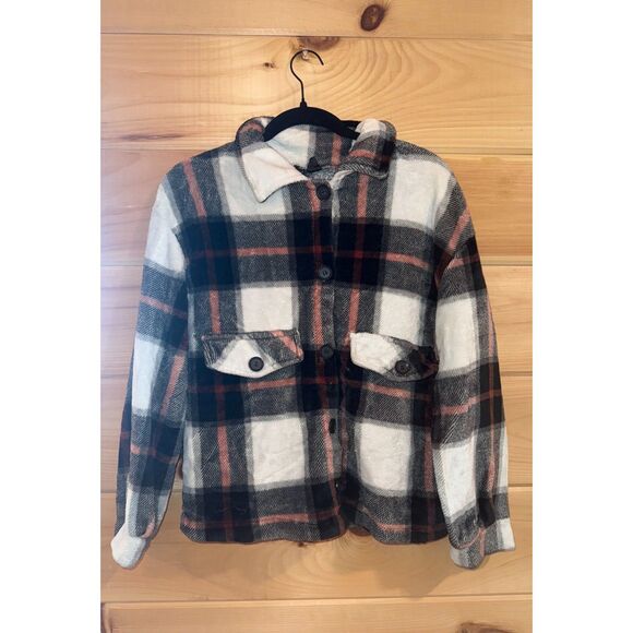 Women's Fleece Checkered Lightweight Semi-Cropped Jacket - Picture 1 of 4